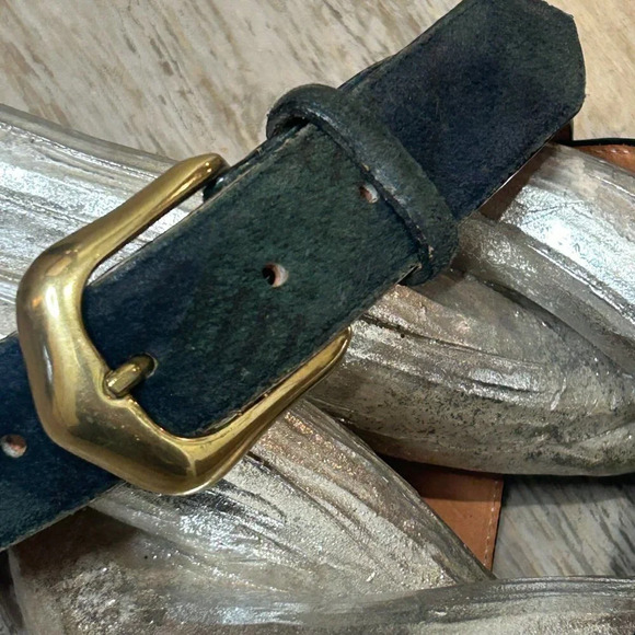 Talbots Vintage Suede Black Watch Plaid Leather Belt Size Medium - Picture 7 of 7